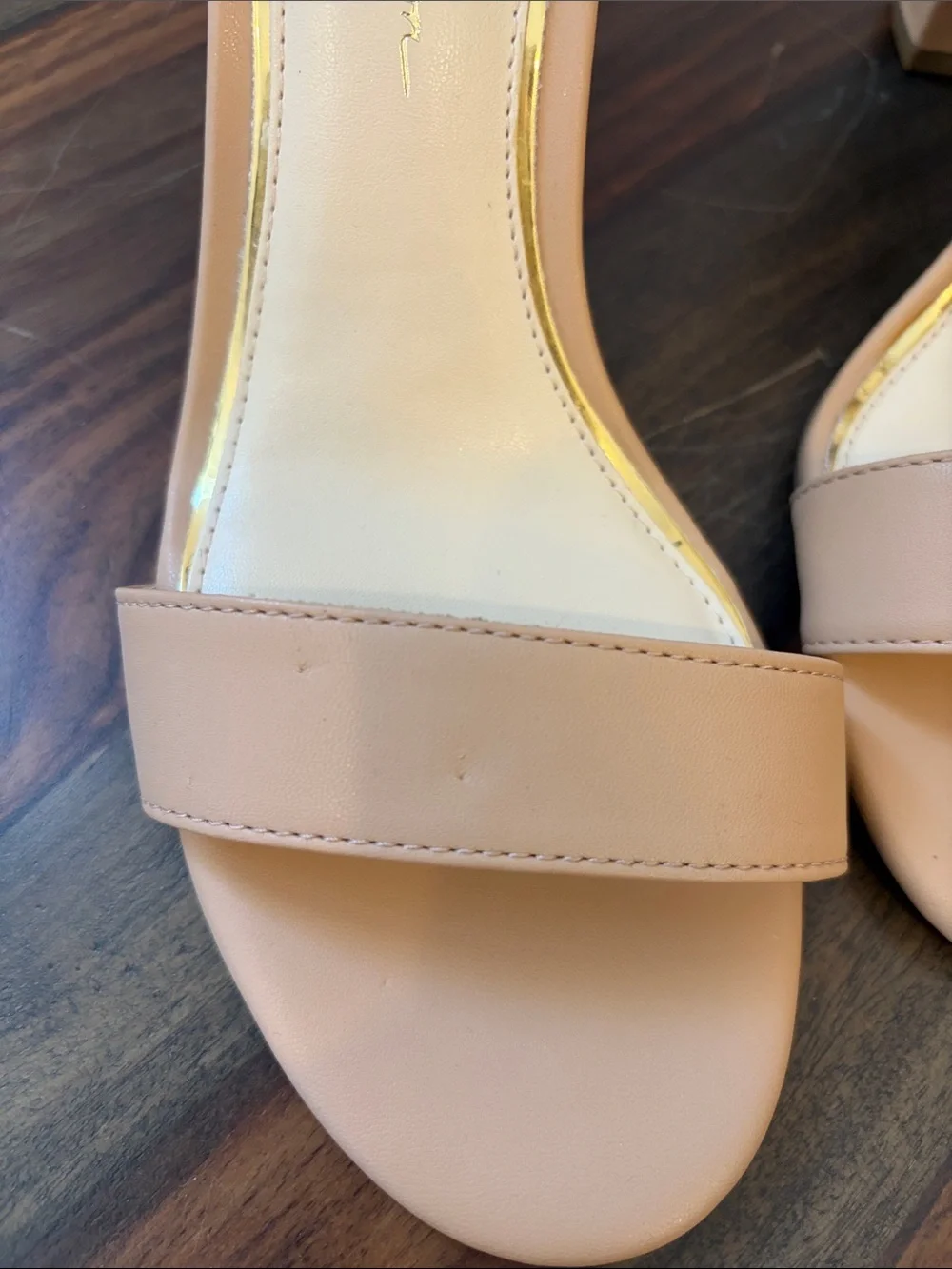 Jessica Simpson Beige Ankle-Strap Block Heel Sandals